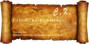 Cziráki Klaudia névjegykártya