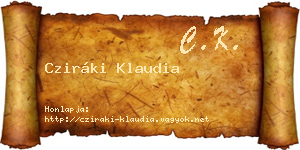 Cziráki Klaudia névjegykártya